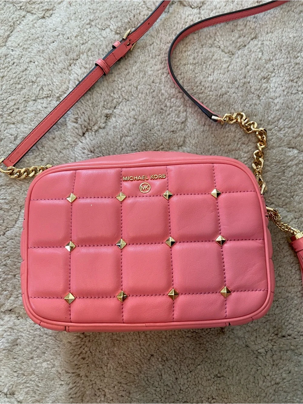 Michael Kors Pink Quilted Crossbody with Tassel